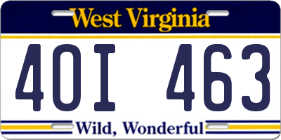 WV license plate 4OI463