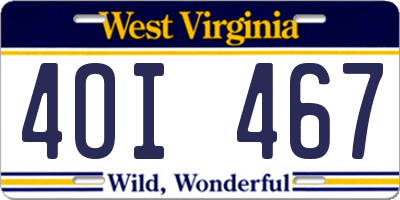 WV license plate 4OI467