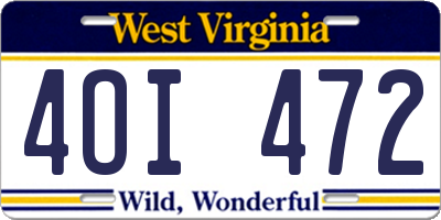 WV license plate 4OI472