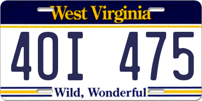 WV license plate 4OI475
