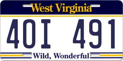 WV license plate 4OI491