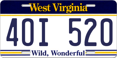 WV license plate 4OI520