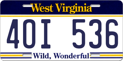 WV license plate 4OI536