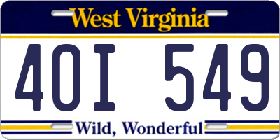 WV license plate 4OI549