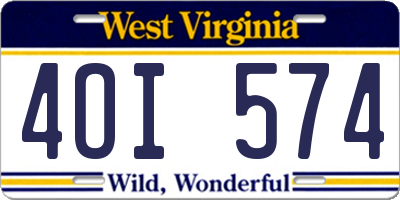 WV license plate 4OI574