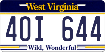 WV license plate 4OI644