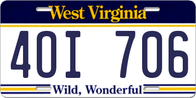 WV license plate 4OI706