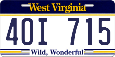 WV license plate 4OI715