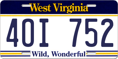 WV license plate 4OI752