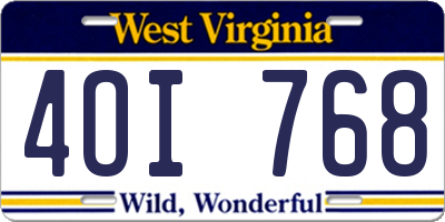 WV license plate 4OI768