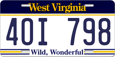 WV license plate 4OI798
