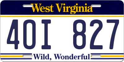 WV license plate 4OI827