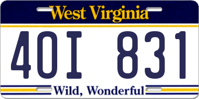 WV license plate 4OI831
