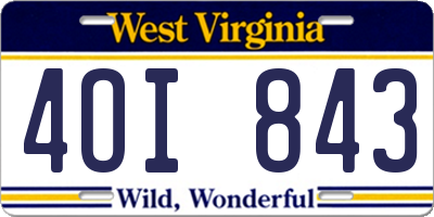 WV license plate 4OI843