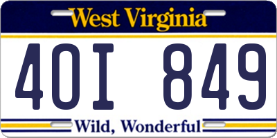 WV license plate 4OI849