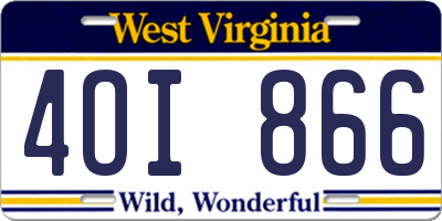 WV license plate 4OI866