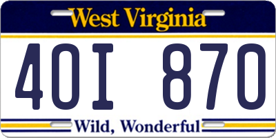 WV license plate 4OI870