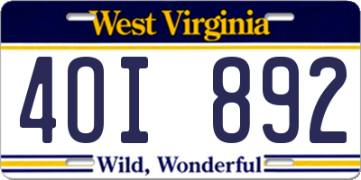 WV license plate 4OI892