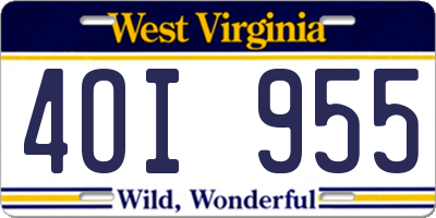 WV license plate 4OI955
