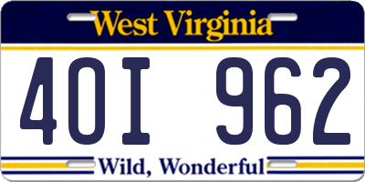 WV license plate 4OI962
