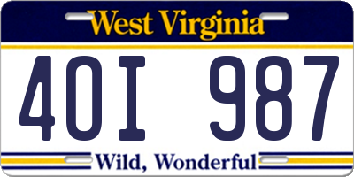 WV license plate 4OI987