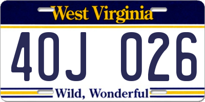 WV license plate 4OJ026