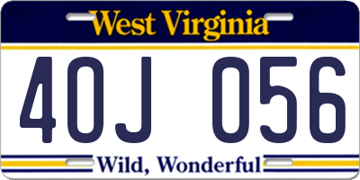 WV license plate 4OJ056