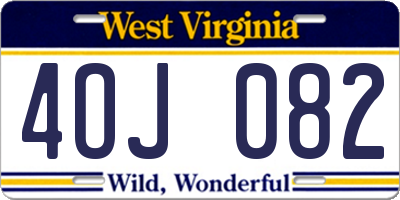 WV license plate 4OJ082