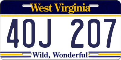 WV license plate 4OJ207