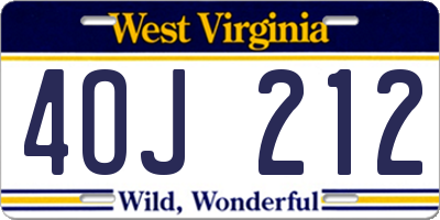 WV license plate 4OJ212