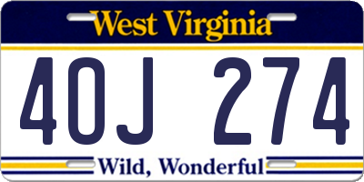 WV license plate 4OJ274