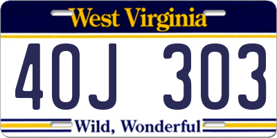 WV license plate 4OJ303