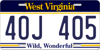 WV license plate 4OJ405