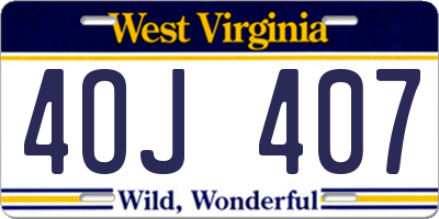 WV license plate 4OJ407