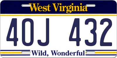 WV license plate 4OJ432