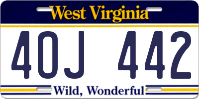 WV license plate 4OJ442