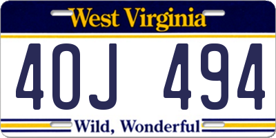 WV license plate 4OJ494