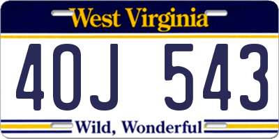 WV license plate 4OJ543