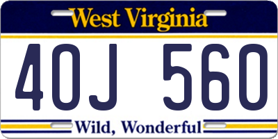 WV license plate 4OJ560