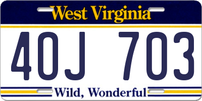 WV license plate 4OJ703