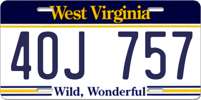 WV license plate 4OJ757