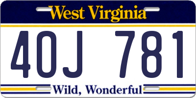 WV license plate 4OJ781