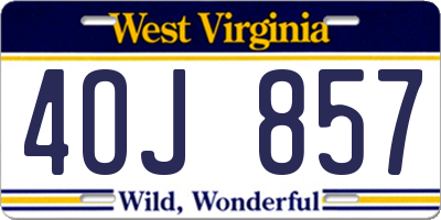 WV license plate 4OJ857