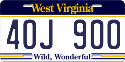 WV license plate 4OJ900