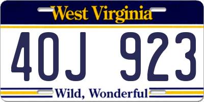 WV license plate 4OJ923