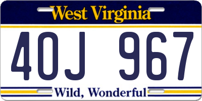 WV license plate 4OJ967