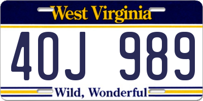 WV license plate 4OJ989