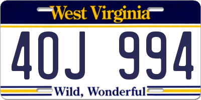 WV license plate 4OJ994