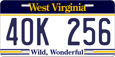 WV license plate 4OK256