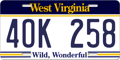 WV license plate 4OK258